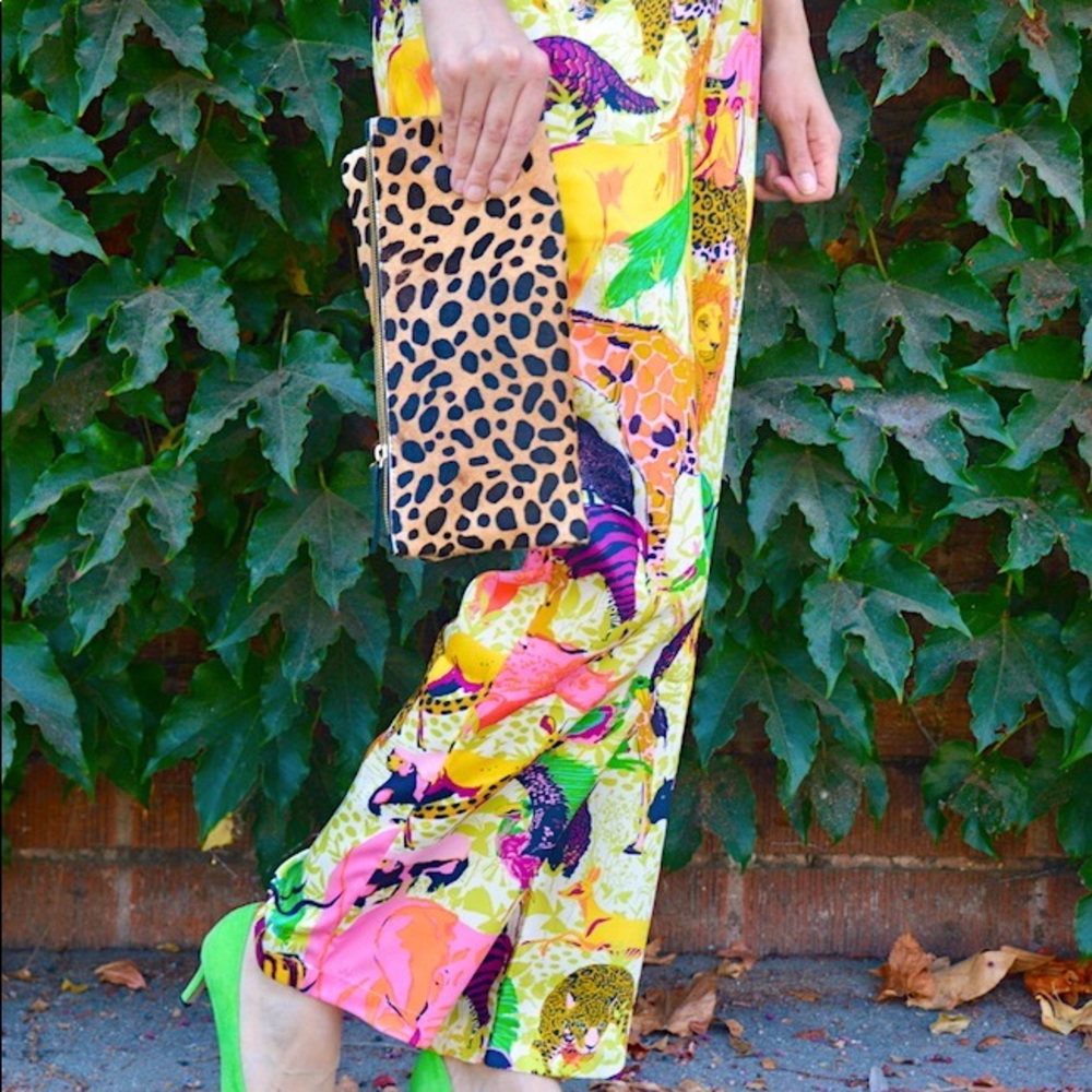 J. Crew Vibrant Multi-Color Printed Wide-Leg Pants ratti zoo animal print